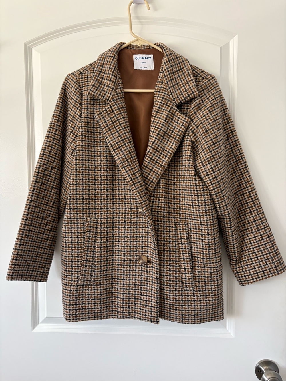Old Navy Tan and Black Plaid Blazer Jacket